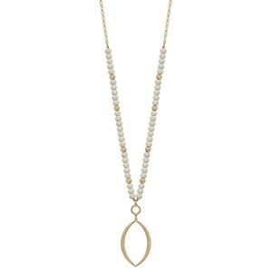 Leaf Pendant Wood Chain Necklace
